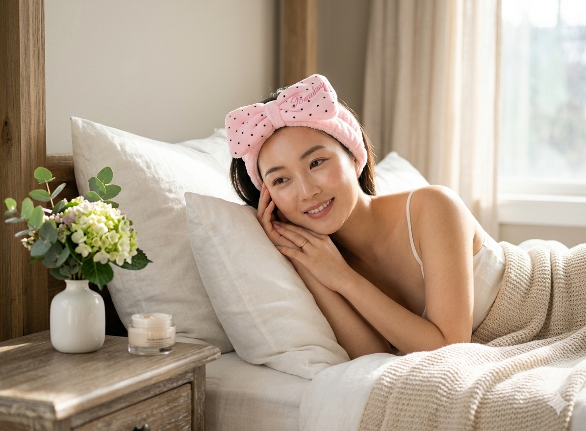 LIQING cute bowknot spa headband for self-care