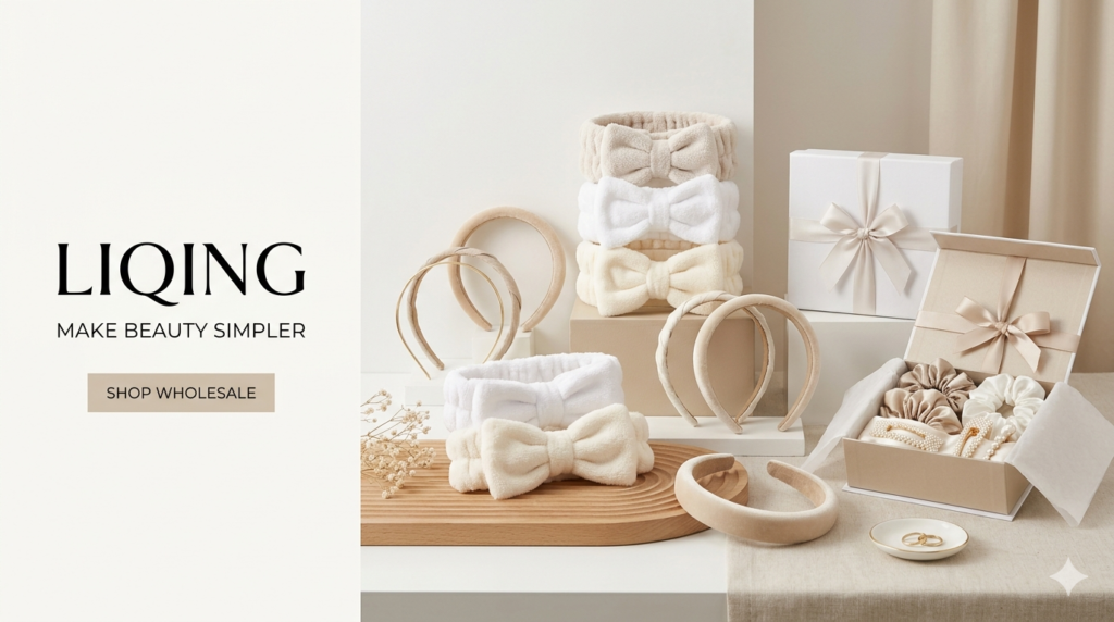 wholesale skincare headband with bow design