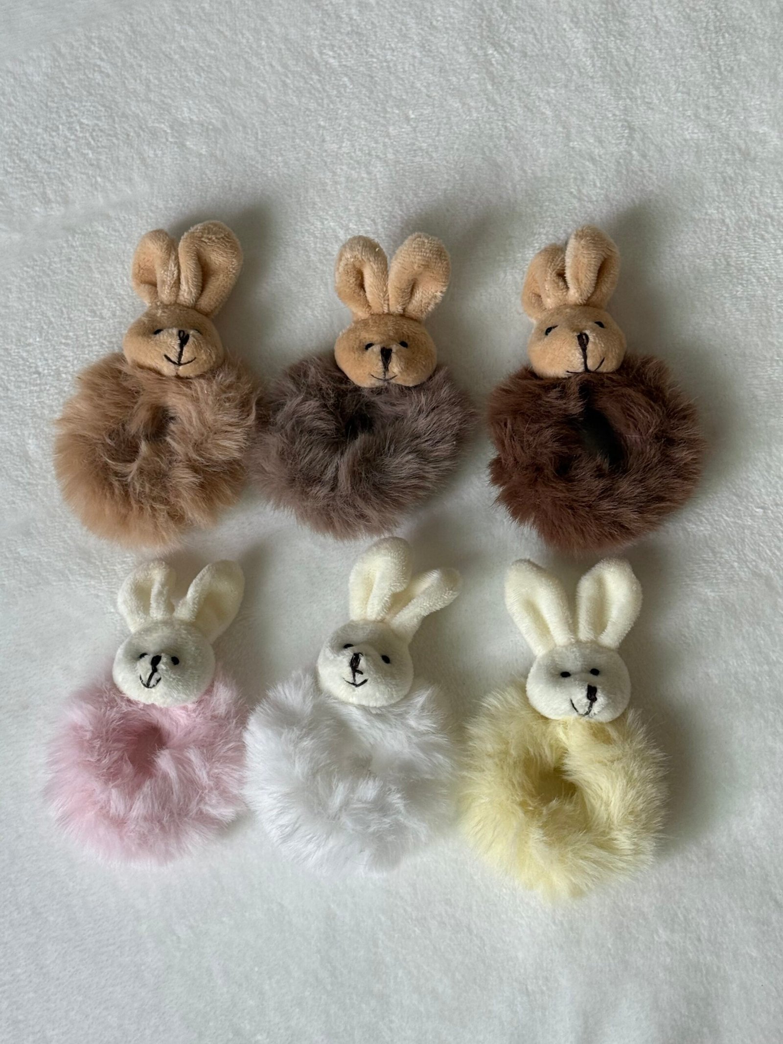 long ear rabbit plush scrunchies bulk wholesale soft fuzzy hair scrunchies