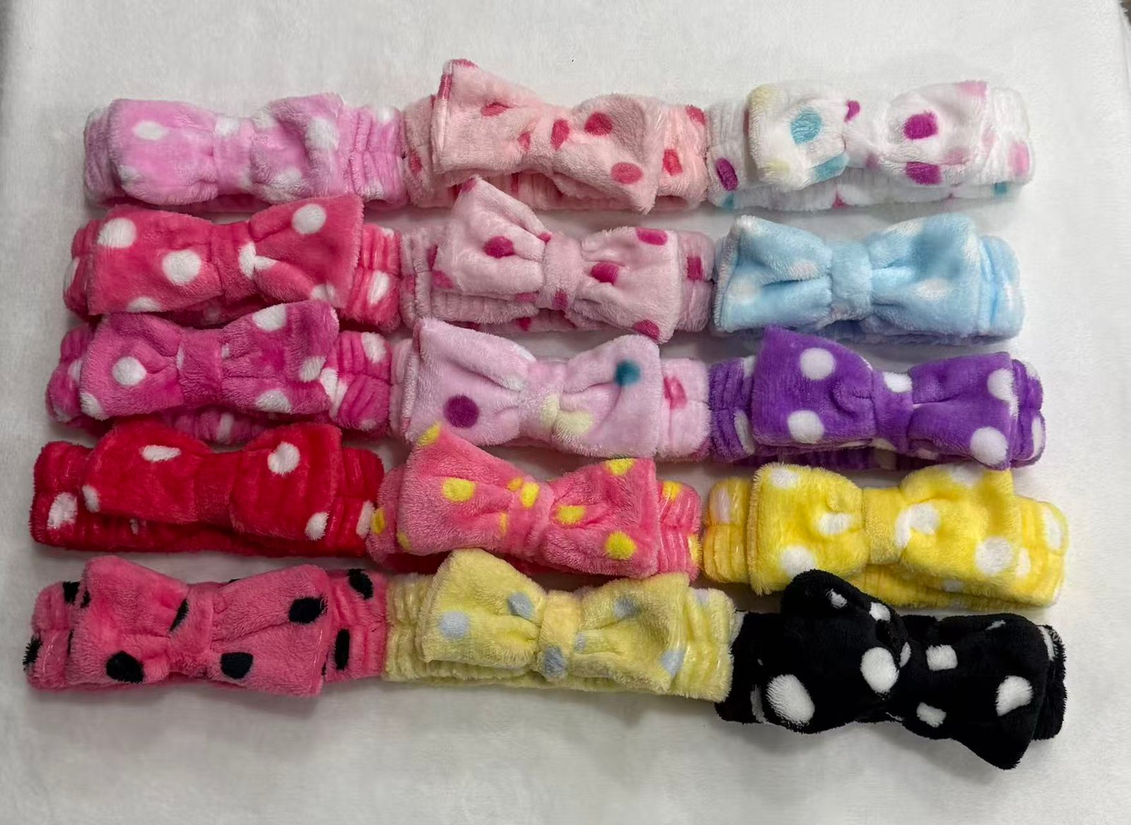 Polka‑dot printed flannel washing face headbands wholesale
